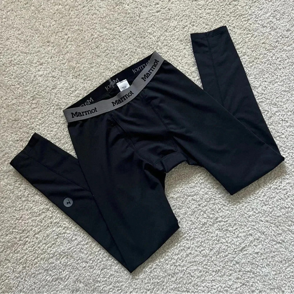 Marmot BaseLayer Tights Pants Men Size Small (30) M10990 Black Ski Snowboarding - Picture 1 of 16